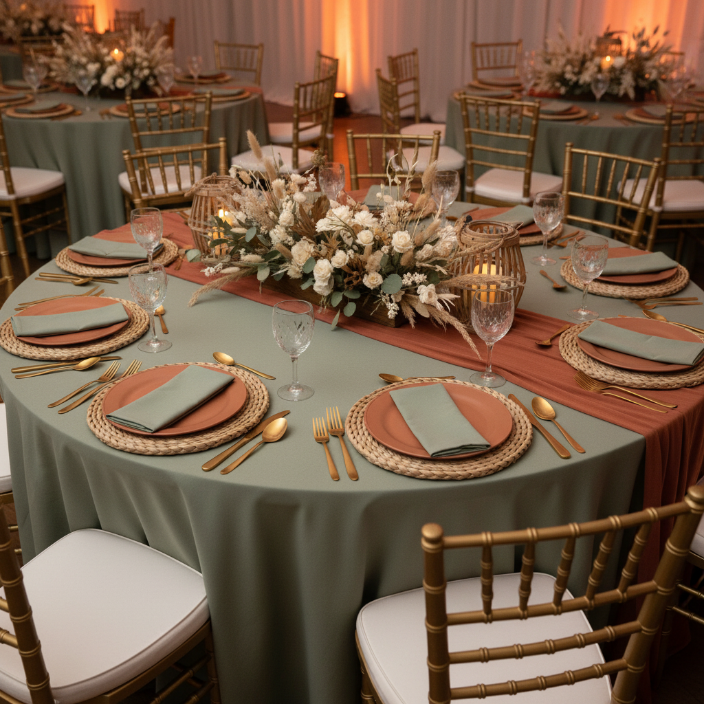 boho quinceañera table setup with Braided Raffia Straw 15" Placemats (4pc/set)