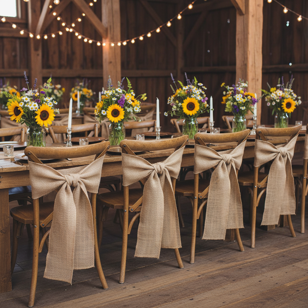 Burlap Chair Sash - Natural Tan
