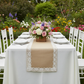 Burlap Lace Table Runner 13"x108" - Natural & White | charger plate | flower centerpiece | tablecloth |