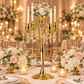 Candelabra Centerpiece with Hanging Crystals Gold - Wedding Reception
