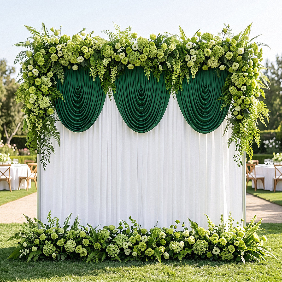 Cascade Swag Drape Panel 5ft x 4ft Emerald Green Wedding backdrop
