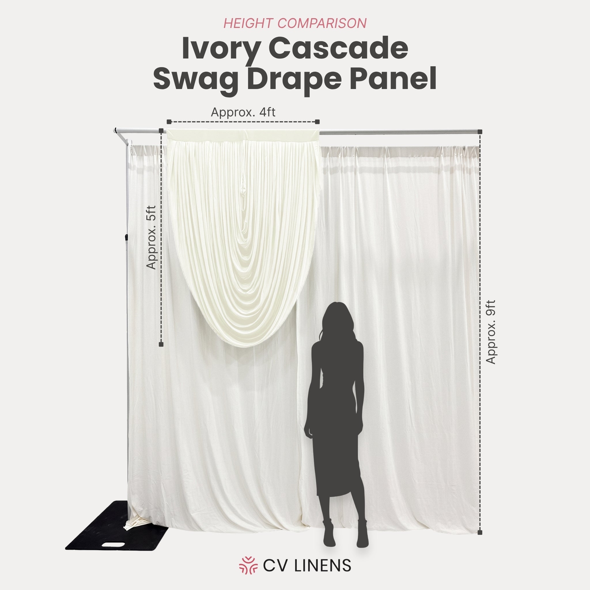 Cascade Swag Drape Panel 5ft x 4ft  Ivory  infographic