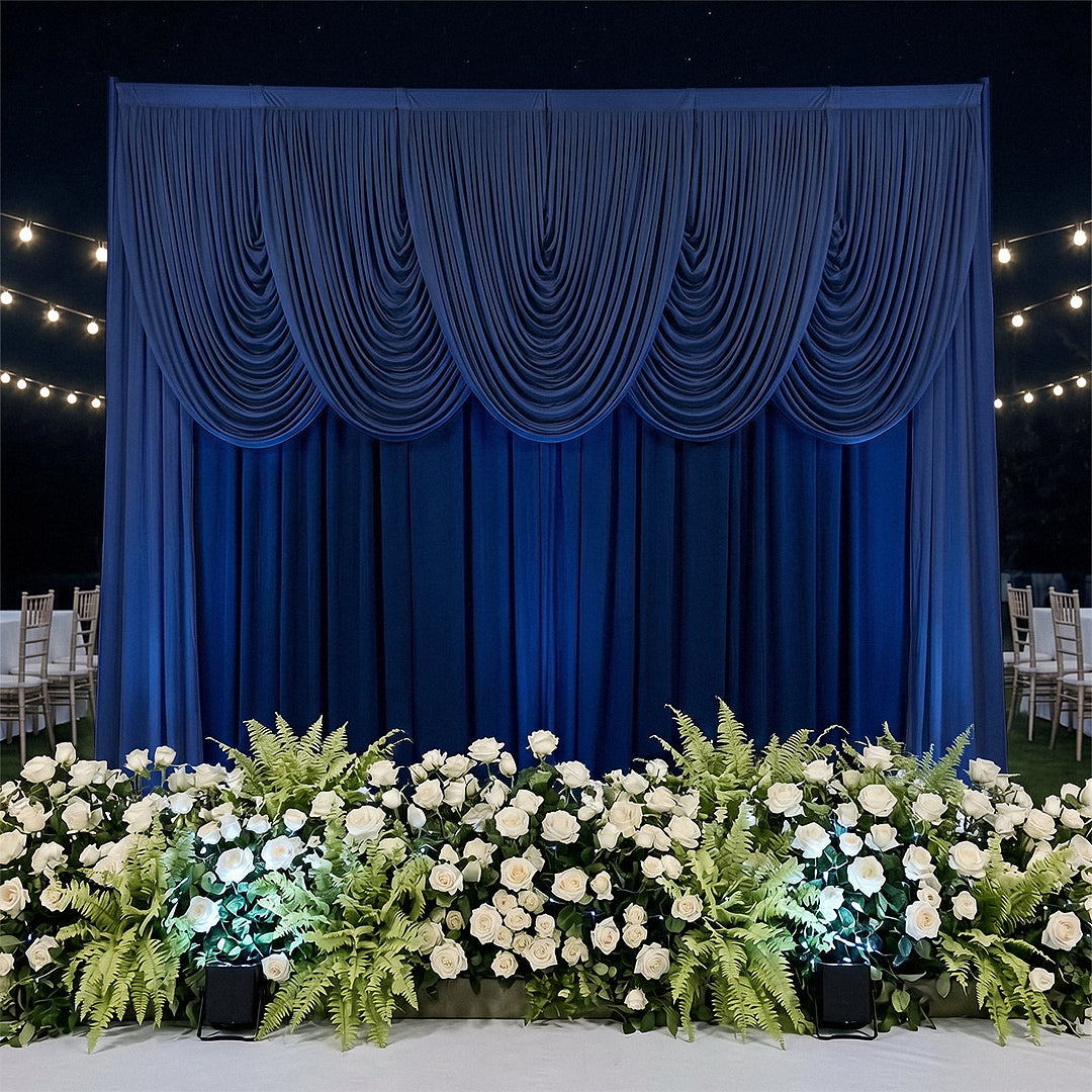 Cascade Swag Drape Panel 5ft x 4ft Navy Blue - Wedding Reception Backdrop
