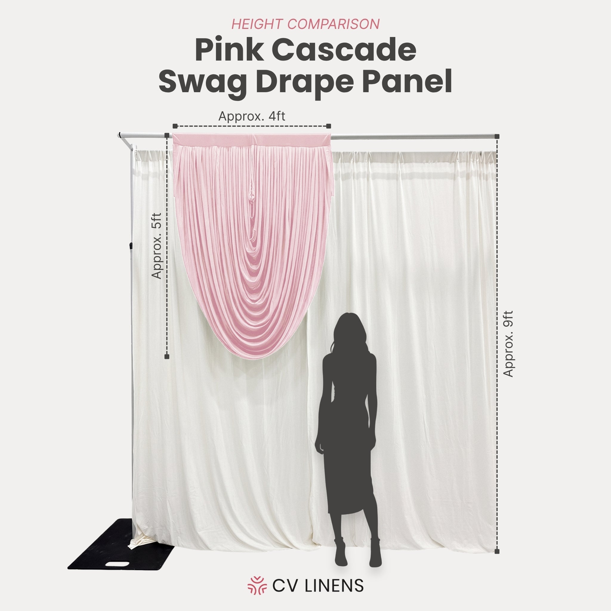 Cascade Swag Drape Panel 5ft x 4ft - Pink infographic