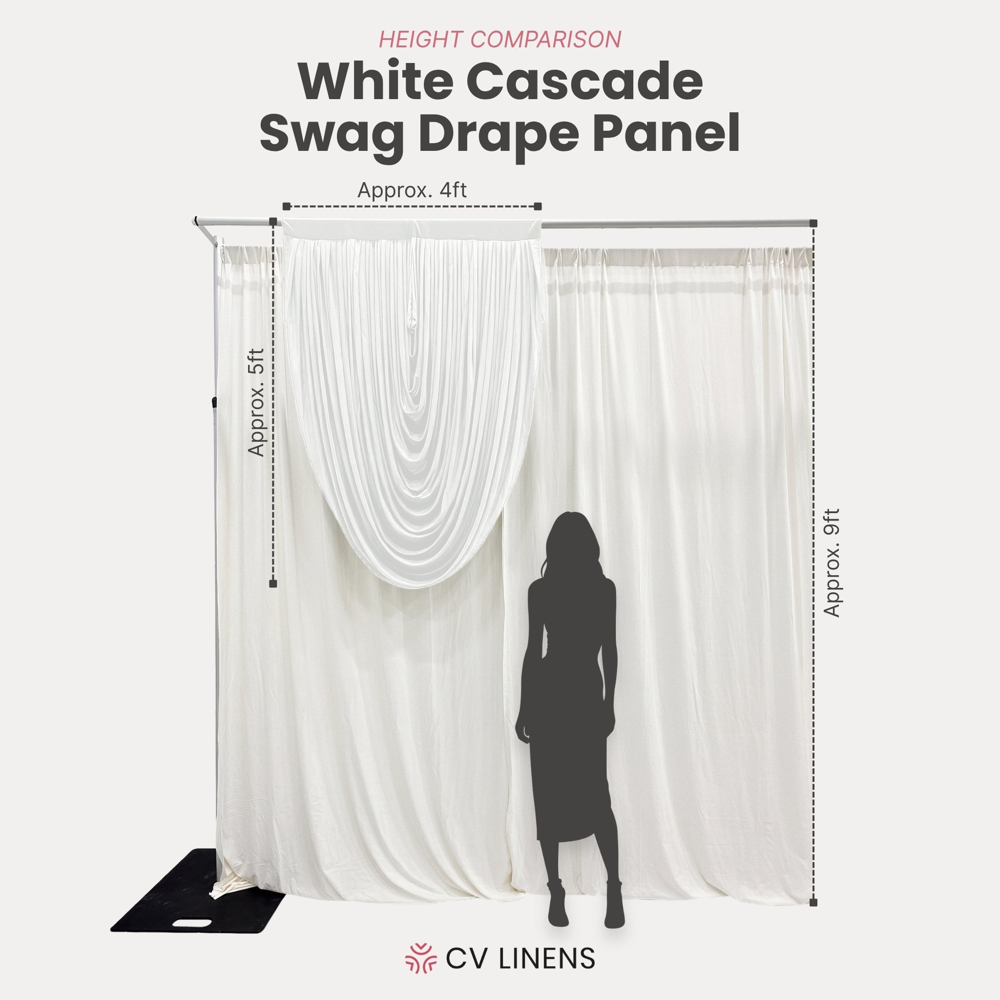 Cascade Swag Drape Panel 5ft x 4ft White infographic