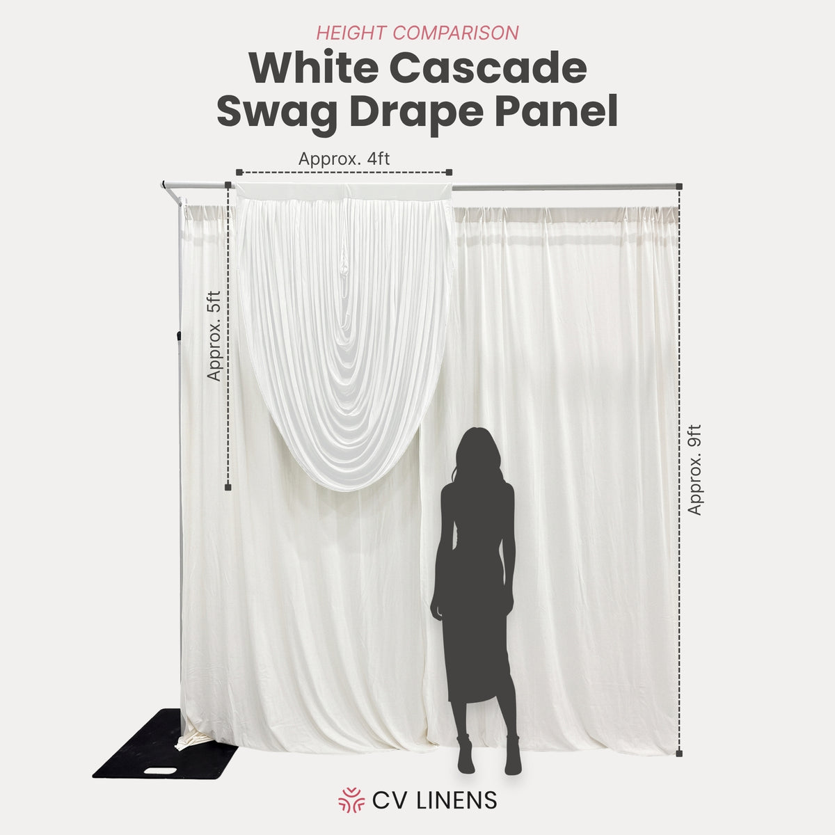 Cascade Swag Drape Panel 5ft x 4ft White infographic