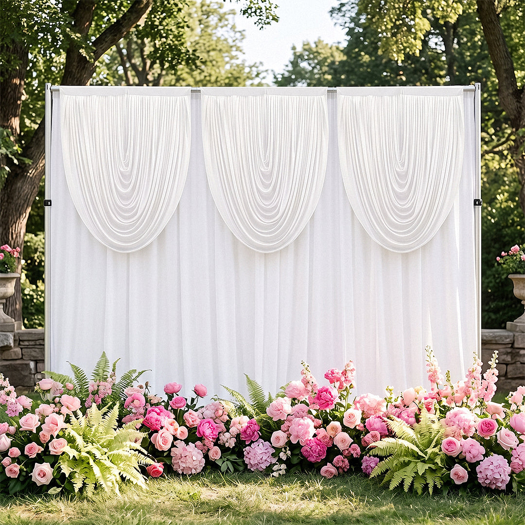 Cascade Swag Drape Panel 5ft x 4ft White wedding outdoor backdrop
