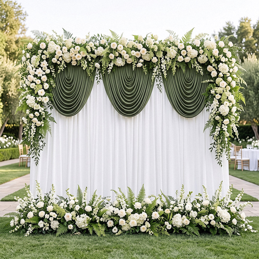 Cascade Swag Drape Panel 5ft x 4ft Willow Green - Wedding Backdrop
