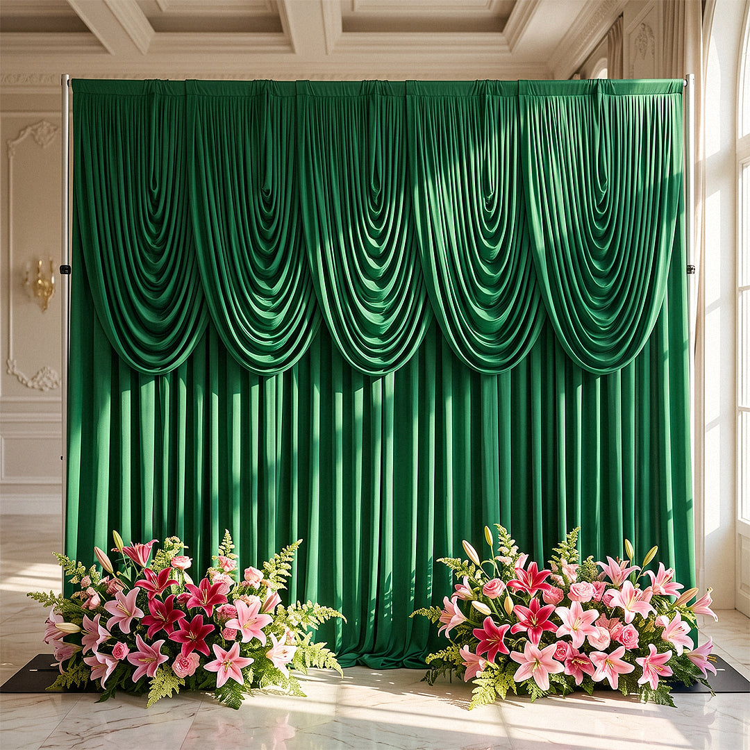 Cascade Swag Drape Panel 6.5ft x 5ft Emerald Green - Photo Backdrop