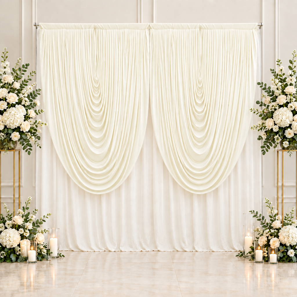 Cascade Swag Drape Panel 6.5ft x 5ft Ivory - Wedding