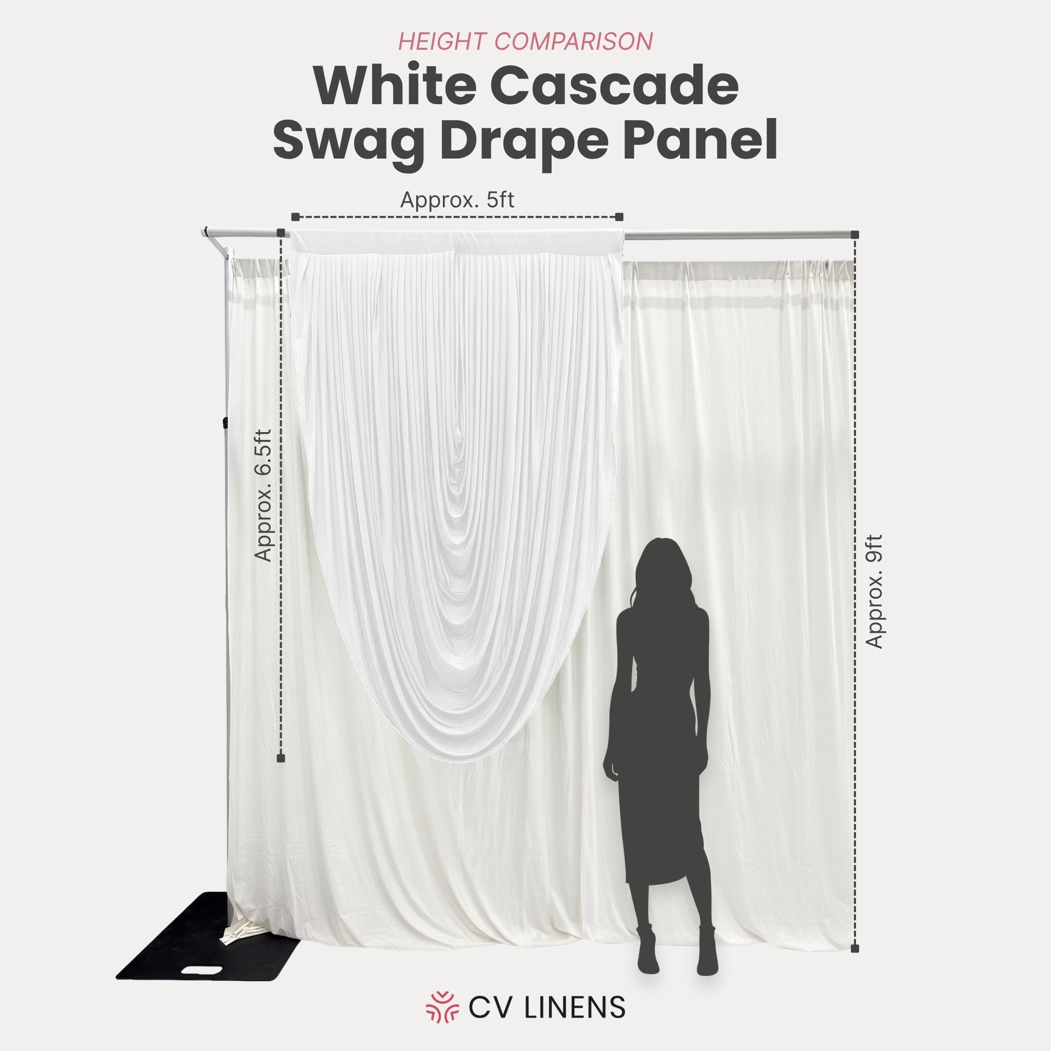 Cascade Swag Drape Panel 6.5ft x 5ft White infographic