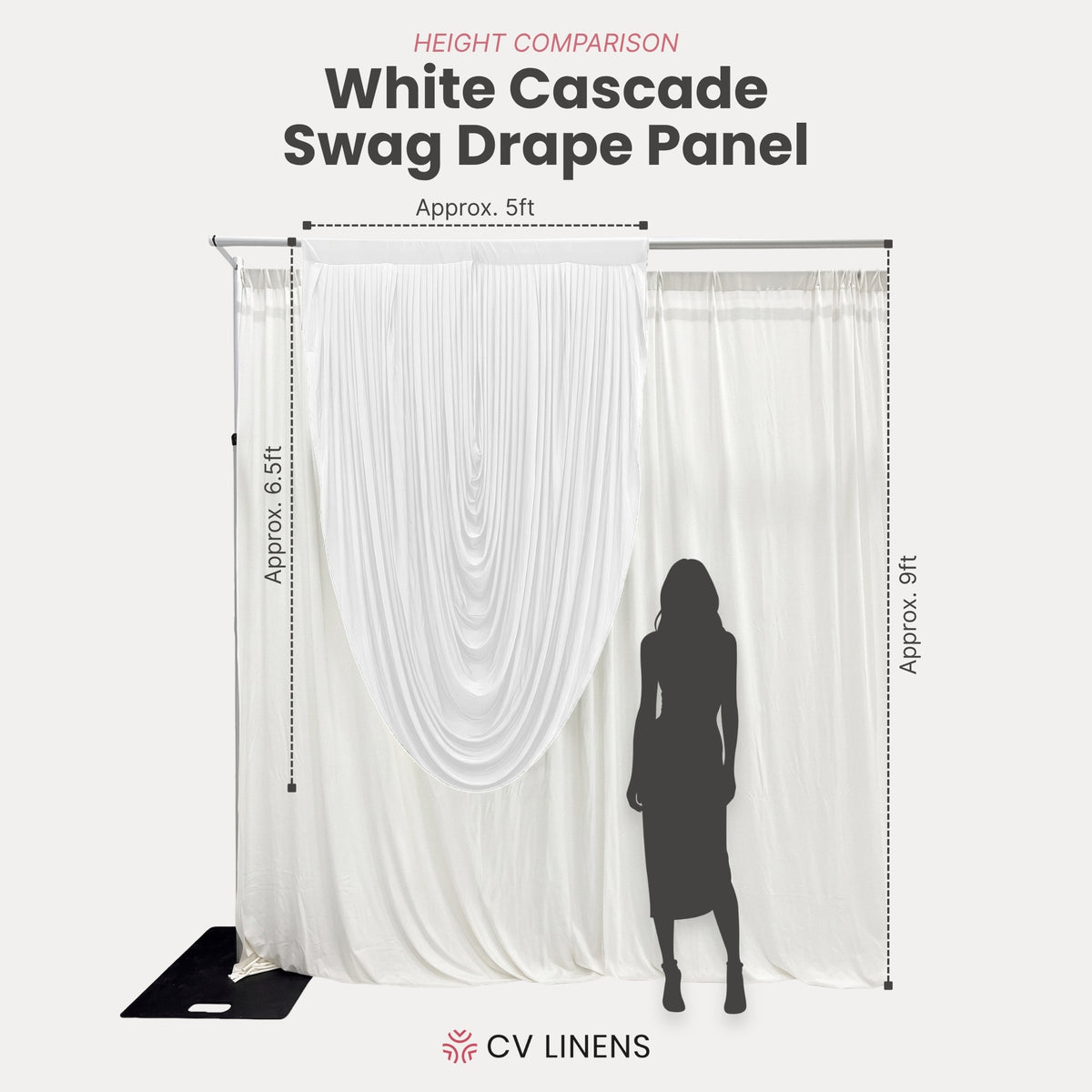 Cascade Swag Drape Panel 6.5ft x 5ft White infographic