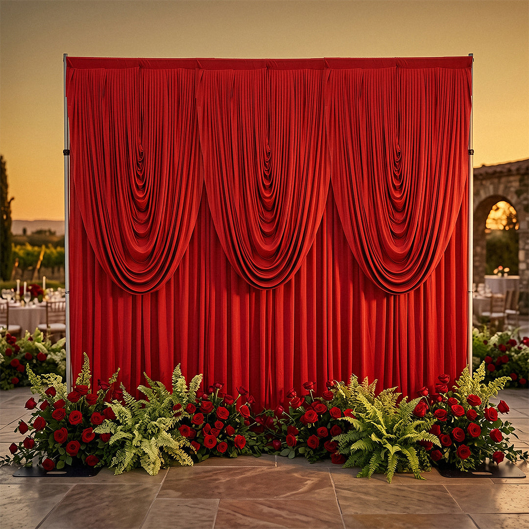 Cascade Swag Drape Panel 6.5ft x 5ft Red - Wedding Backdrop