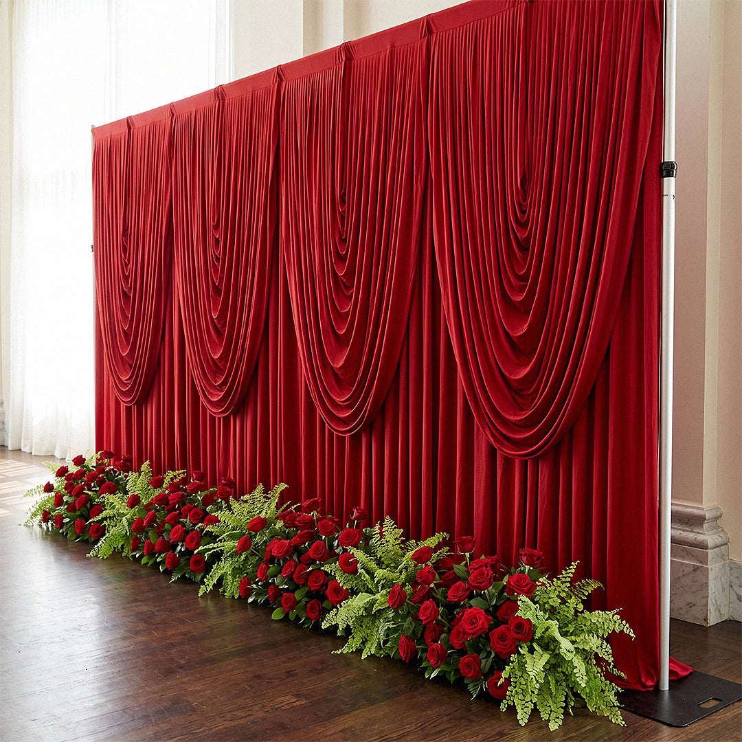 Cascade Swag Drape Panel 6.5ft x 5ft Red - CV Linens