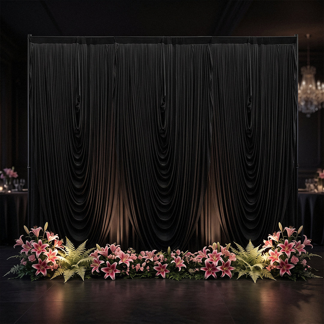 Cascade Swag Drape Panel 9ft x 6.5ft Black - CV Linens