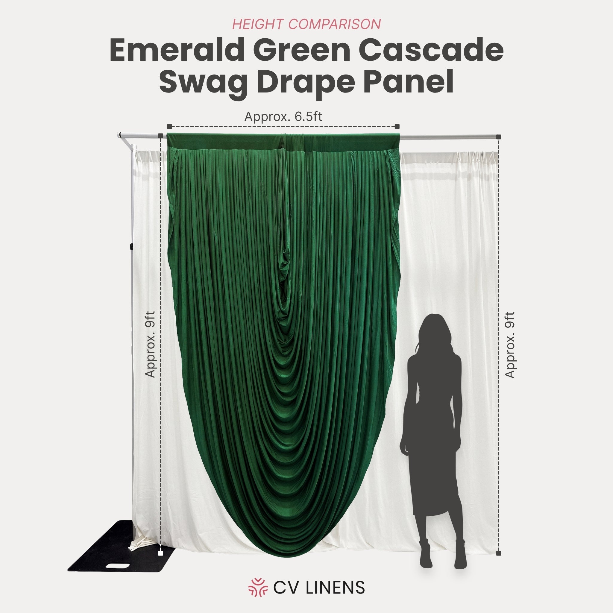 Cascade Swag Drape Panel 9ft x 6.5ft Emerald Green infographic