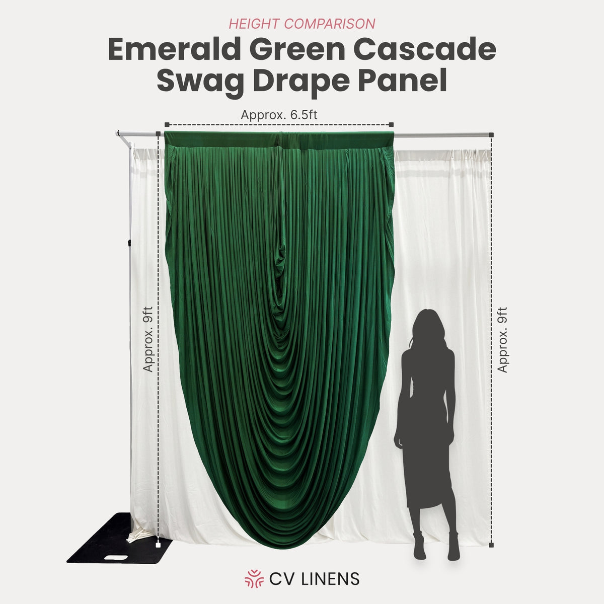 Cascade Swag Drape Panel 9ft x 6.5ft Emerald Green infographic