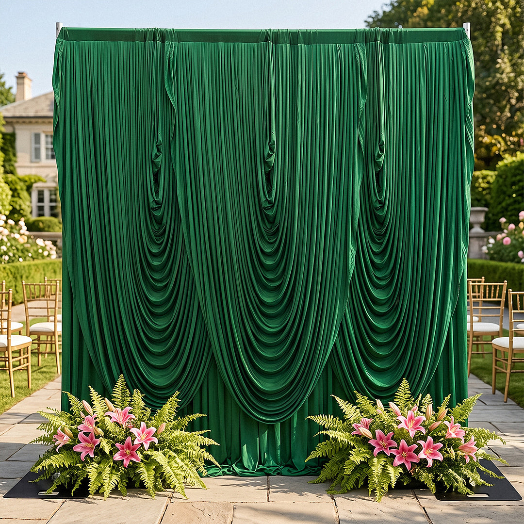 Cascade Swag Drape Panel 9ft x 6.5ft Emerald Green - Wedding Backdrop