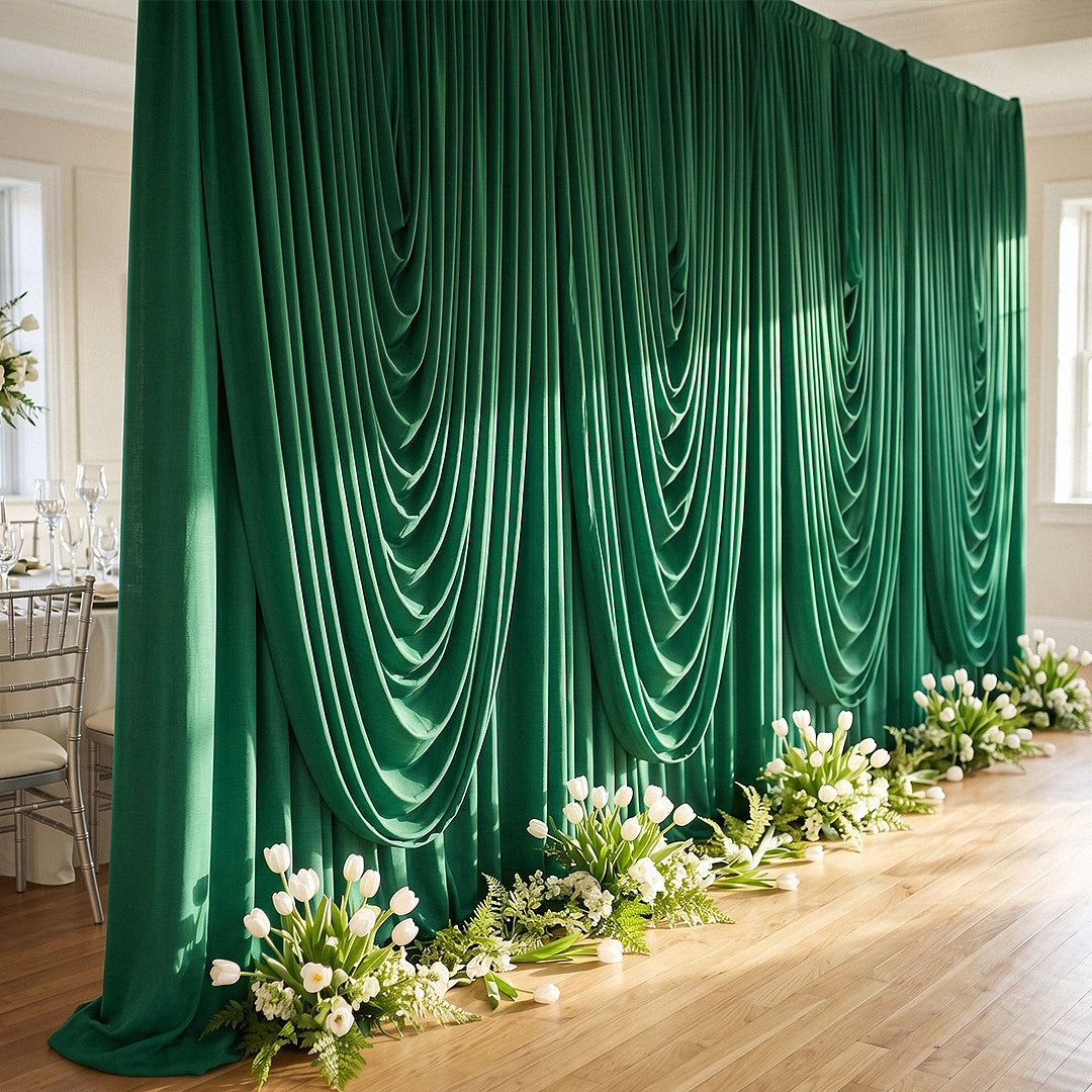 Cascade Swag Drape Panel 9ft x 6.5ft Emerald Green - CV Linens