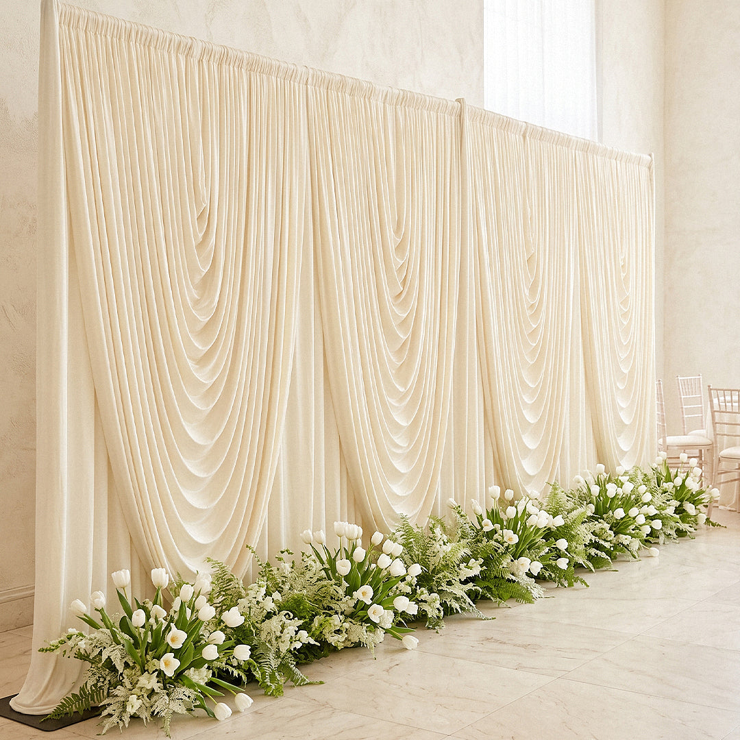Cascade Swag Drape Panel 9ft x 6.5ft Ivory angled view