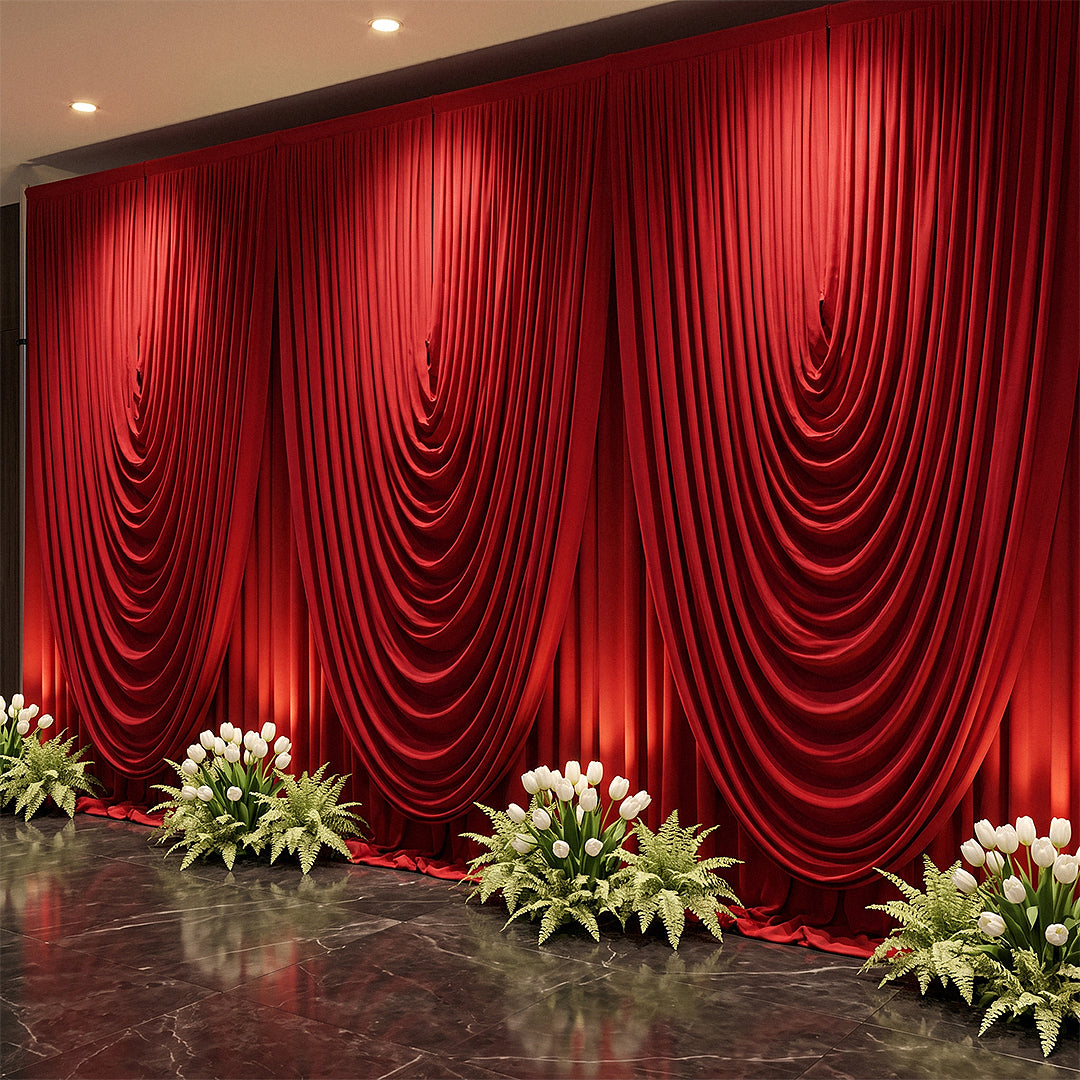 Cascade Swag Drape Panel 9ft x 6.5ft - Red - Wedding Backdrop
