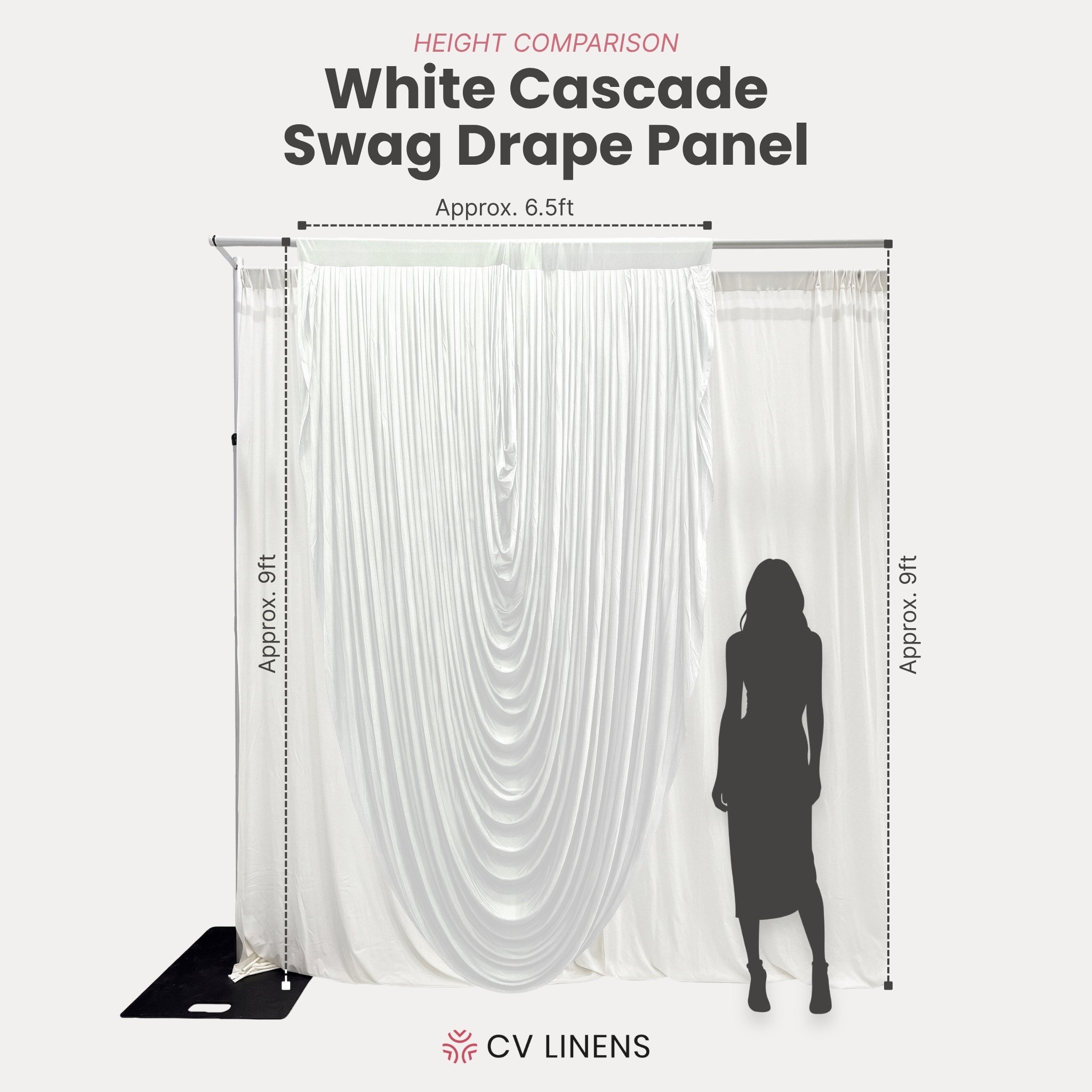 Cascade Swag Drape Panel 9ft x 6.5ft White infographic