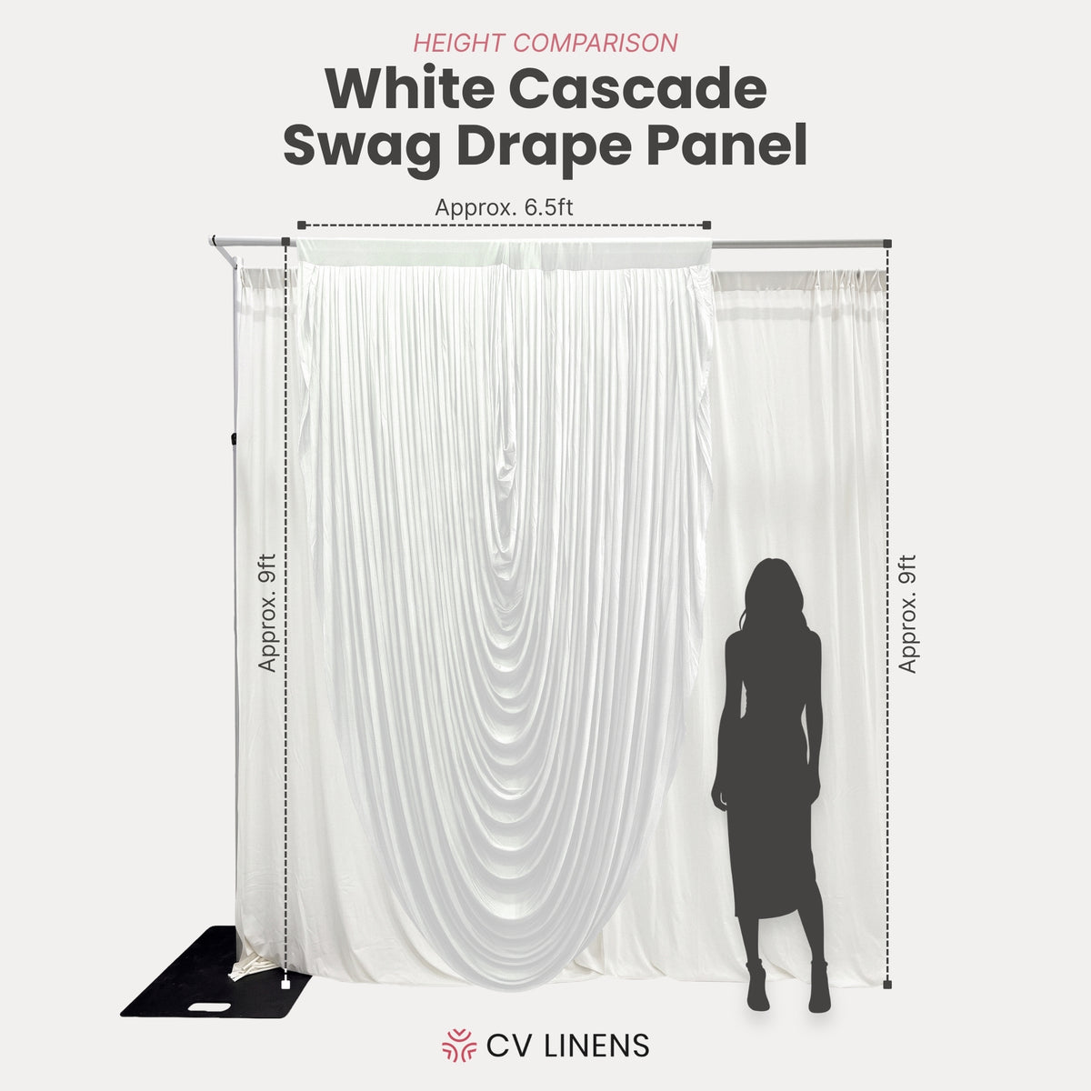Cascade Swag Drape Panel 9ft x 6.5ft White infographic