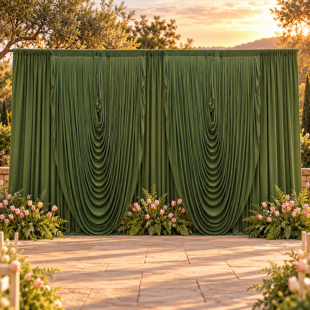 Cascade Swag Drape Panel 9ft x 6.5ft - Willow Green - Outdoor Backdrop