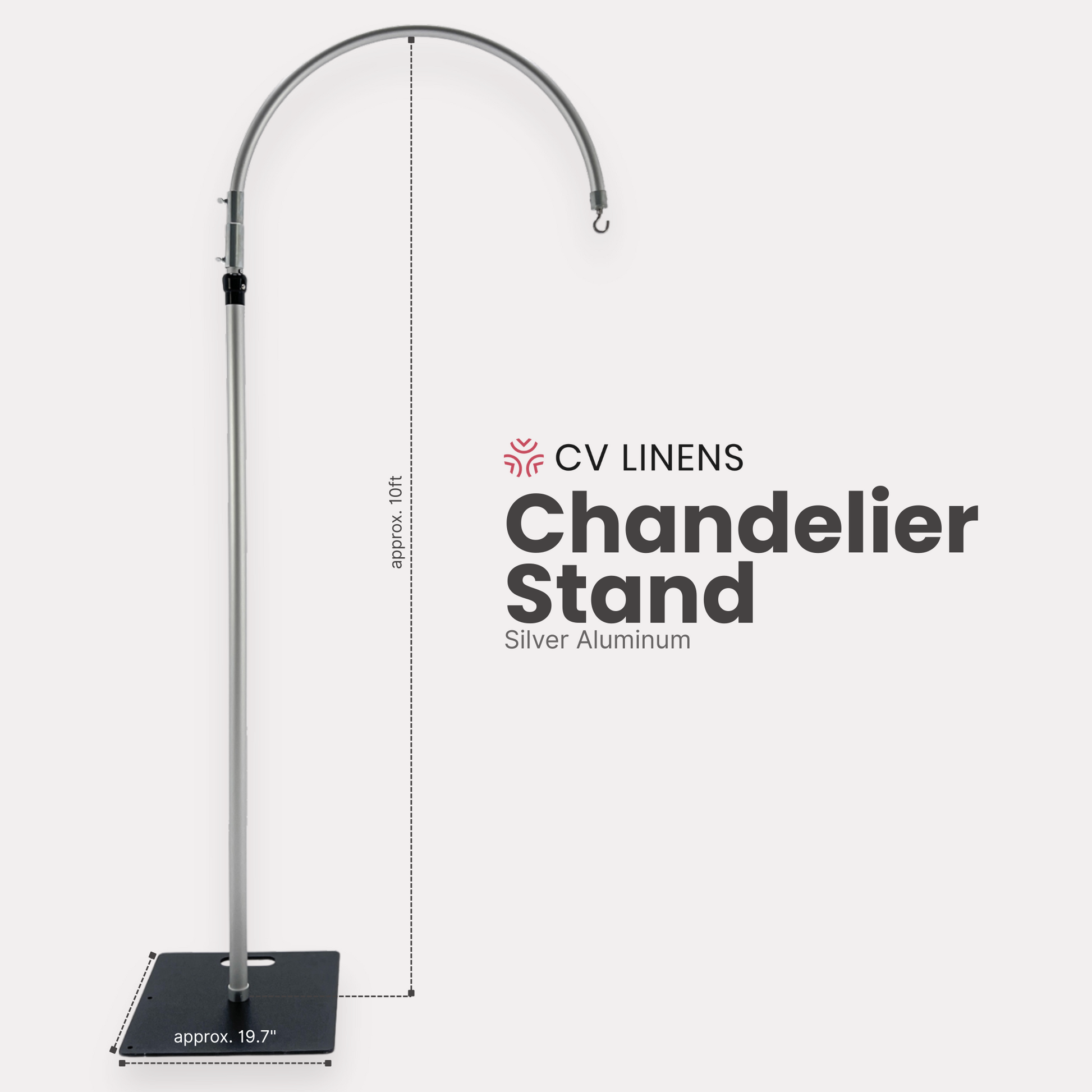 Chandelier Adjustable Heavy Duty Stand full height infographic
