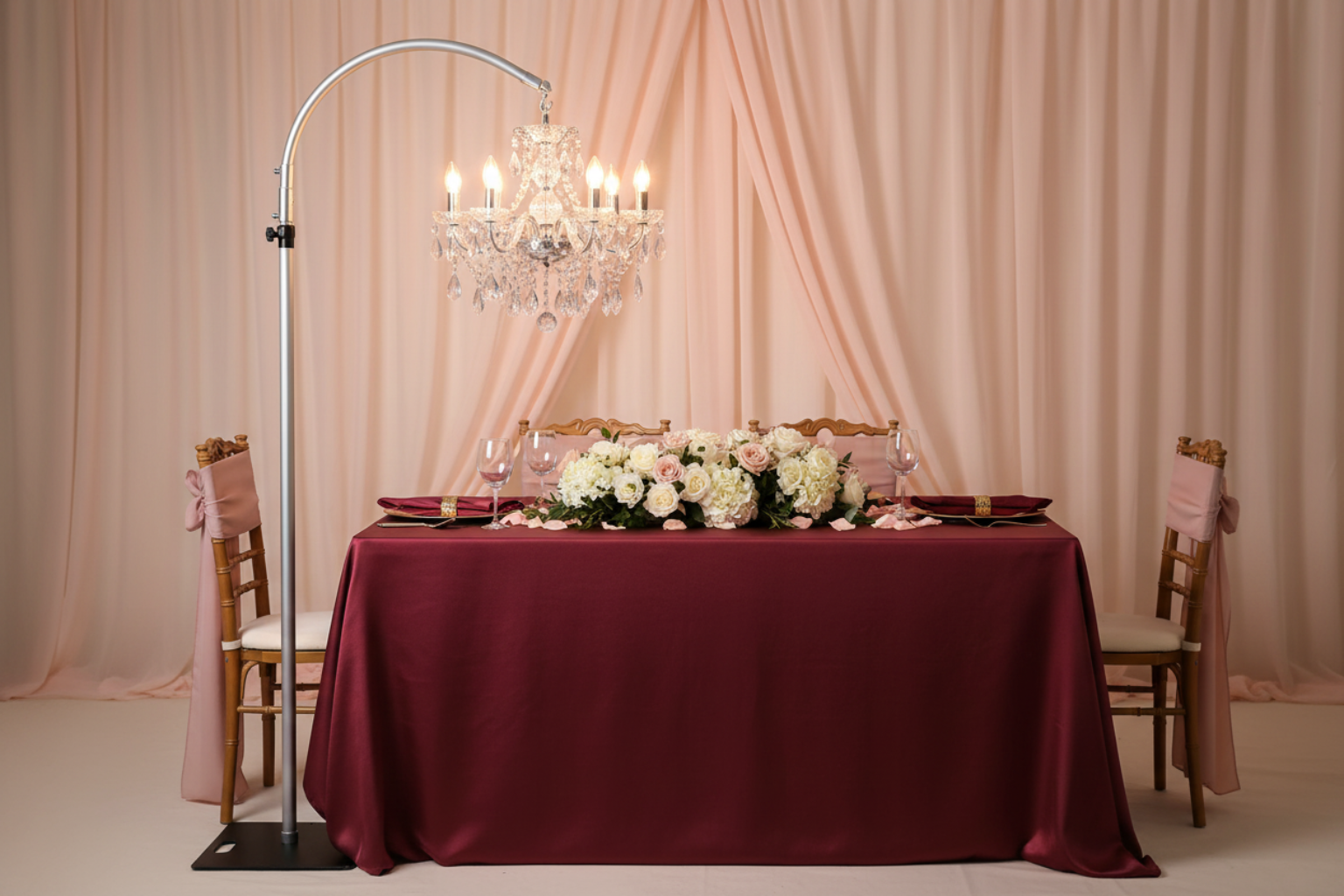 indoor anniversary mock up with Chandelier Adjustable Heavy Duty Stand