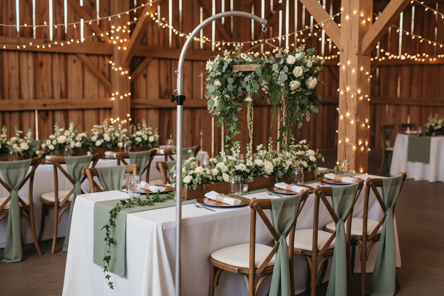 barn setup with Chandelier Adjustable Heavy Duty Stand