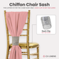 5pcs Pack of Chiffon Chair Sashes/Ties 19" x 72" Dusty Rose/Mauve, sash clip sold separately
