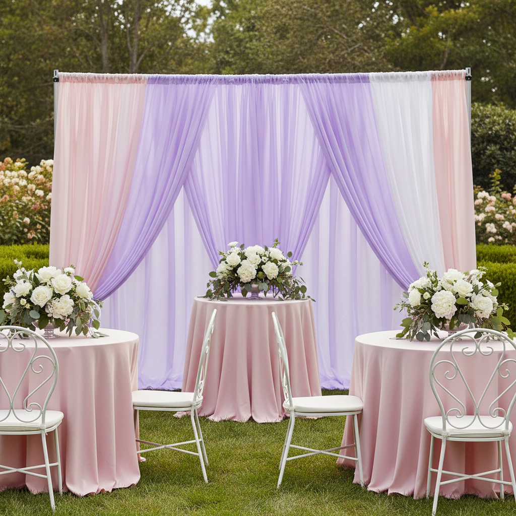 Chiffon Curtain Drape 10ft H x 58" W Panel - Lavender