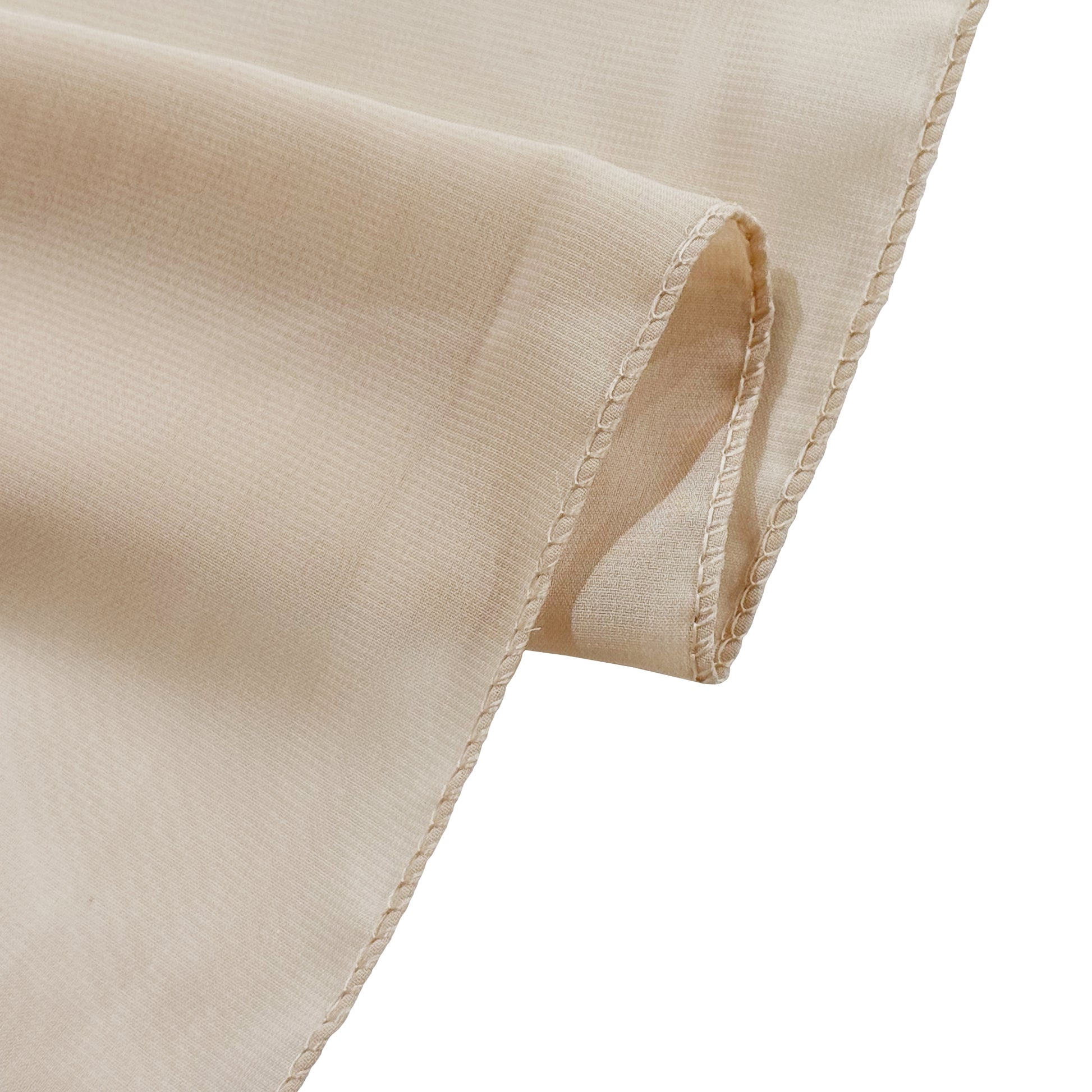 Chiffon Curtain Drape 10ft H x 58" W Panel Champagne serged edge close up