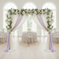 Chiffon Curtain Drape 12ft H x 118" W Panel - Ivory used for a bridal shower indoor arch setup