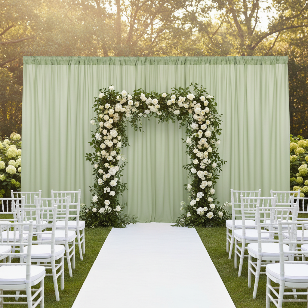 Chiffon Curtain Drape 12ft H x 118" W Panel - Sage Green