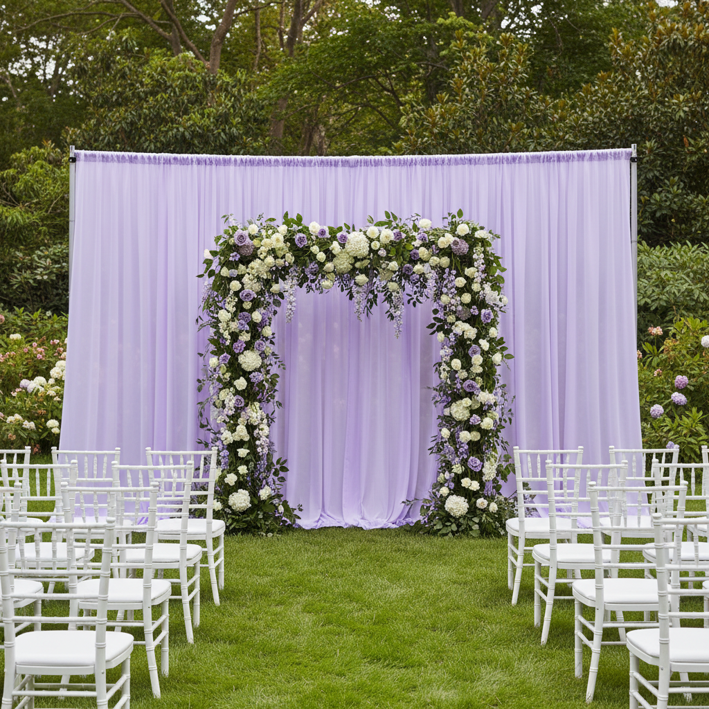 Chiffon Curtain Drape 12ft H x 58" W Panel - Lavender