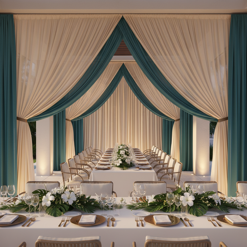 Chiffon Curtain Drape 12ft H x 118" W Panel - Champagne