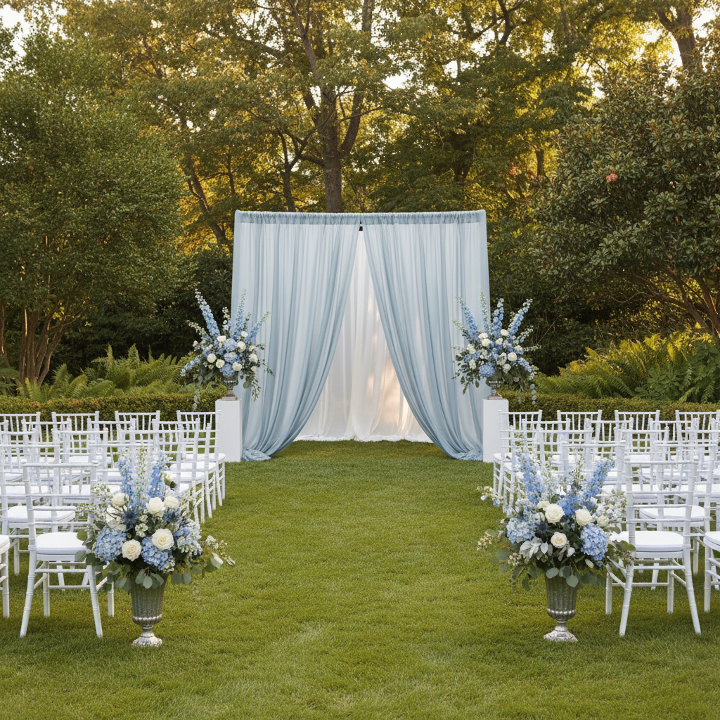 Chiffon Curtain Drape 14ft H x 58" W Panel - Dusty Blue