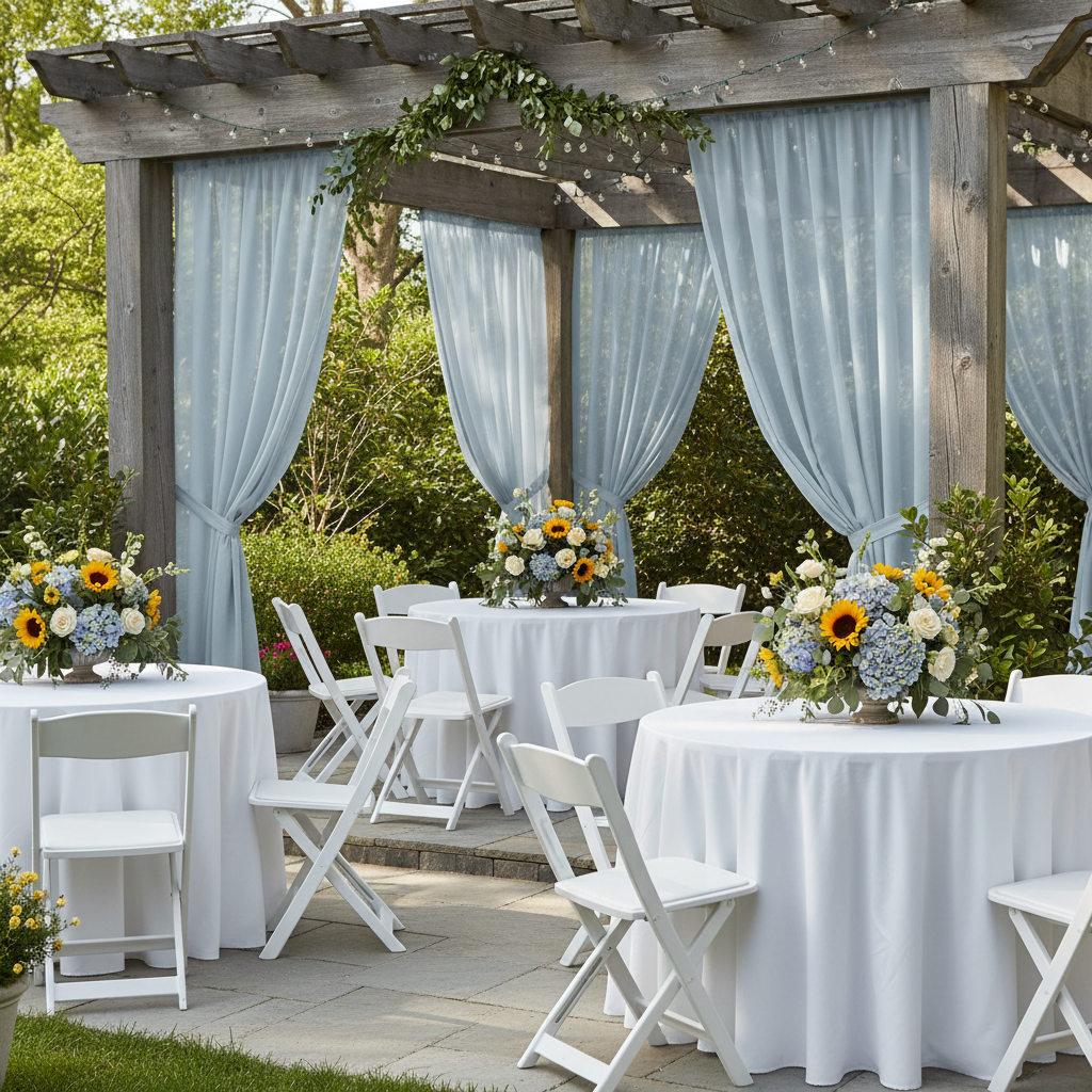 Chiffon Curtain Drape 14ft H x 58" W Panel - Dusty Blue