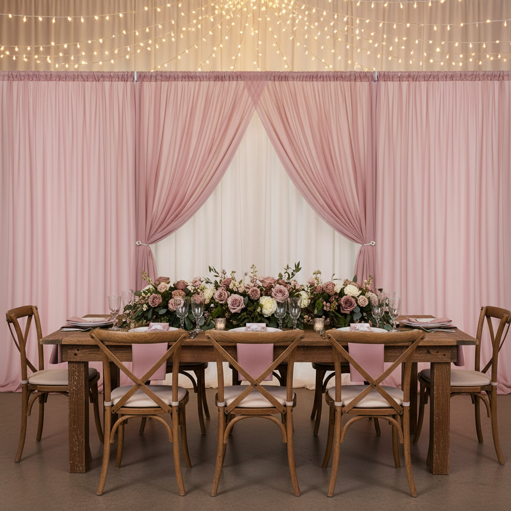 Chiffon Curtain Drape 14ft H x 58" W Panel - Dusty Rose/Mauve