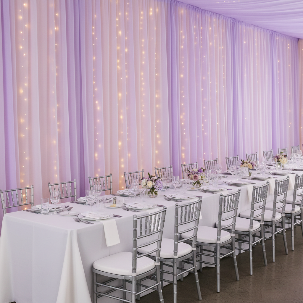 Chiffon Curtain Drape 14ft H x 58" W Panel - Lavender