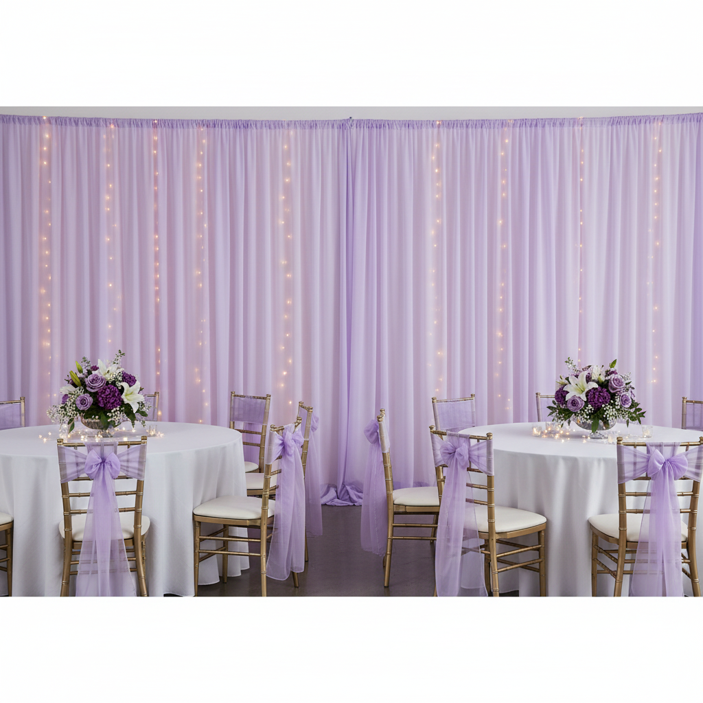 Chiffon Curtain Drape 14ft H x 58" W Panel - Lavender