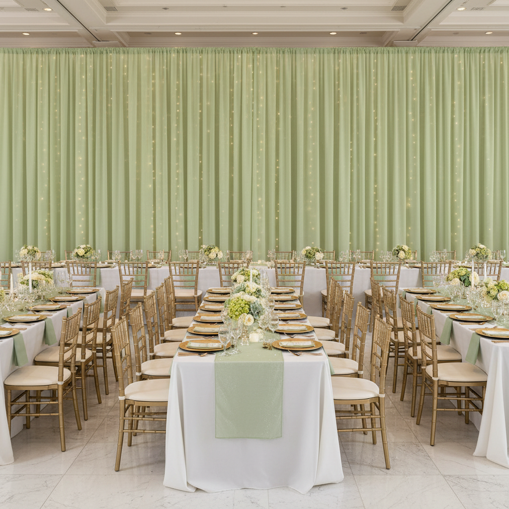 Chiffon Curtain Drape 14ft H x 58" W Panel - Sage Green