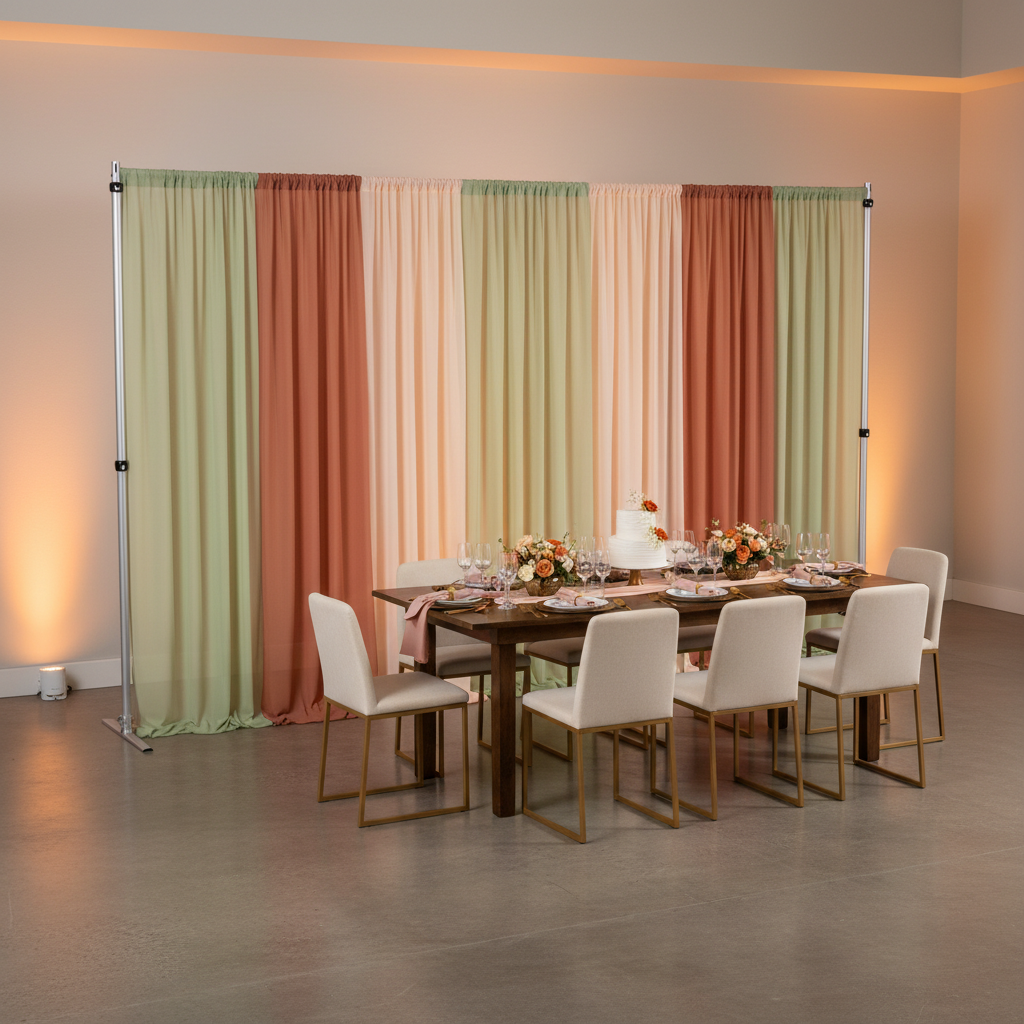 Chiffon Curtain Drape 14ft H x 118" W Panel - Sage Green birthday dinner layered chiffon arch