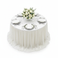 Chiffon Tulle Table Skirt Extra Long 57" x 17ft - Ivory & White with silver charger plate | white dinner plate | white napkin | flower centerpiece 
