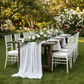 outdoor garden wedding table with Chiffon Wedding Table Runner 10FT x 27" - White