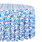 Chinoiserie Floral Scuba Round Tablecloth Blue close up