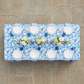 Chinoiserie Floral Scuba Rectangular Tablecloth Blue Garden Setting bird's eye view