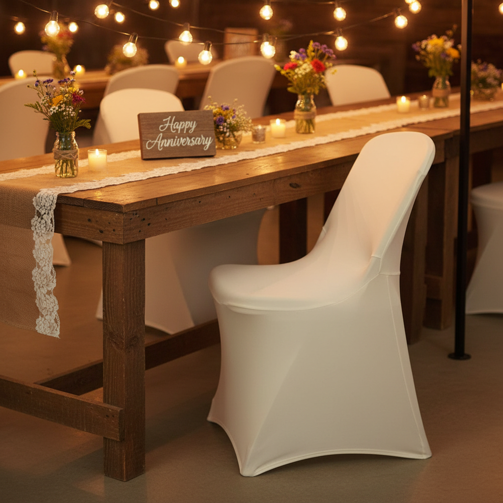 Classic Lifetime Spandex Folding Chair Cover - Ivory